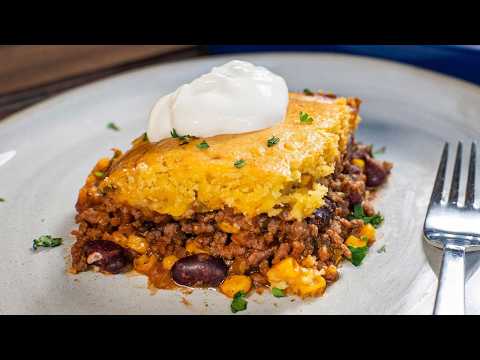 Beef and Cornbread Casserole | Chili Cornbread Pie