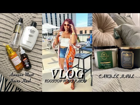 VLOG | AMAZON HAUL  + ROOFTOP POOL PARTY + CANDLE HAUL