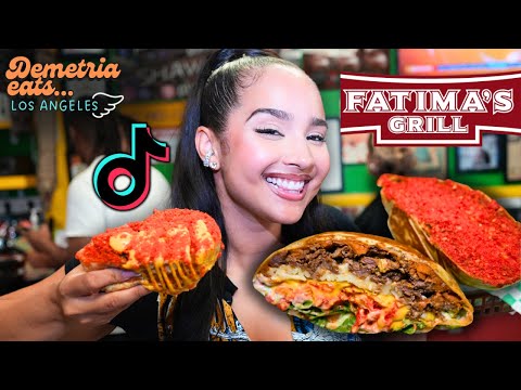 Trying TikTok’s MEGA Crunchwrap Supreme 🔥(Fatima’s LA Food Review) + Hot Cheeto Balls| Demetria Eats