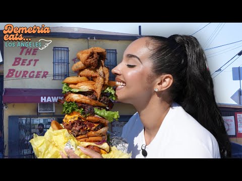 I Ate the BIGGEST Burger in LA 🍔🔥 | Hawkins House of Burgers Review | Demetria Eats