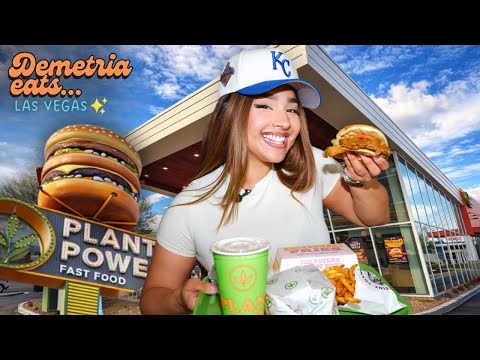 Trying VEGAN Fast Food for the FIRST Time 🌱🍔 | HONEST Review of Plant Power | Demetria Eats