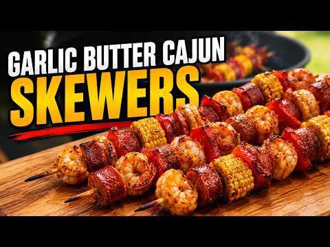 Cajun Shrimp, Sausage & Corn Skewers on the Grill!