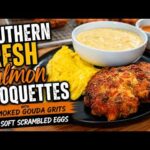 Old School Southern Salmon Croquettes and Smoked Gouda Grits