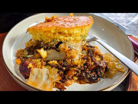 Dirty Cabbage 2.0 with Smoked Sausage and Cornbread Topping