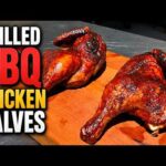 Grilled BBQ Chicken Halves with Sticky Honey BBQ Sauce