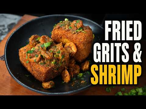Crispy Fried Grits with Buttery Cajun Shrimp | Date Night Dinner